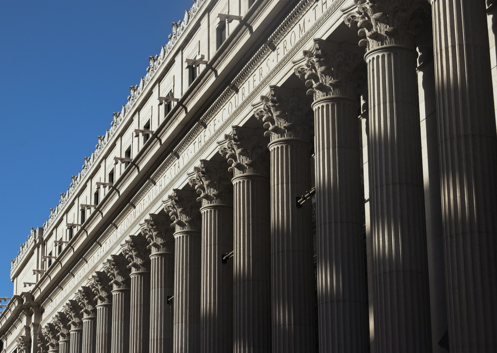 Classical stone colonnade in London